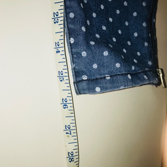 Y2K LEI Ashley Low Rise Skinny Jeans Blue with White Polka Dots Size 1/Juniors - Picture 10 of 12